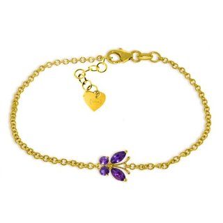 14k Yellow Gold Amethyst Butterfly Bracelet Link Bracelets Jewelry