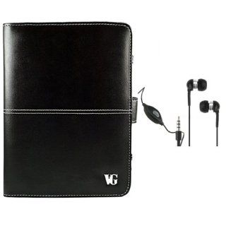 BLACK Executive Leather Lightweight, Durable Portfolio Carrying Cover Case with Hand Strap For Samsung Galaxy Tab 2 7 Inch Student Edition + Crystal Clear High Quality HD Noise Filter Ear buds Earphones Headphones With Mic ( 3.5mm Jack ) Computers & A