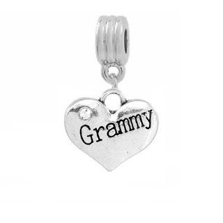 "Grammy Engraved in a Heart" Dangle Charm Fits Pandora Troll Chamilia Biagi Bracelet Jewelry