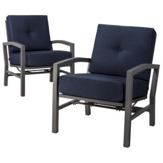 Threshold 2 Piece Navy Blue Metal Swivel Club Chair Patio Furniture Set, Squier