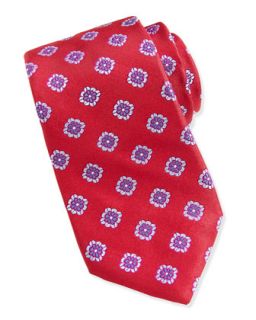 Small Floral Neat Pattern Silk Tie, Red
