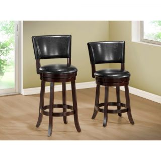Black Leather look 39 Inch High Swivel Counter Height Stool 2 Piece