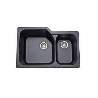 Rohl 6337 63 1 1/2 Bowl 33 Inch by 22 Inch Allia Undermount Fireclay Kitchen Sink, Matte Black   Double Bowl Sinks  