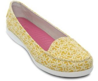 Crocs   Melbourne II Nautical Graphic Womens Footwear, Size 11 B(M) US Womens, Color Yellow/Oyster Loafer Flats Shoes