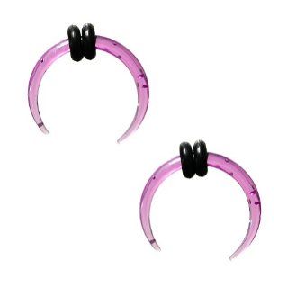 Kadima Body Piercing Jewelry One Pair (2pcs) Neon Purple Glitter Acrylic Buffalo Pincher Taper   12G(2MM) Jewelry