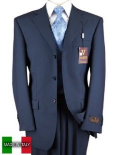 Valenti 150's Wool Hand Tailored in Italy Mens Suits Jacket and Pants French Navy Blue (46L) at  Mens Clothing store