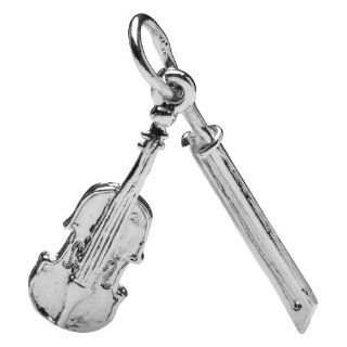 Silver Overlay on Brass Mini Violin Charm Necklace Pendant Necklaces Jewelry