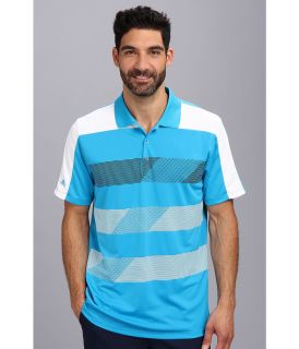 adidas Golf CLIMACHILL Stripe Block Polo Mens Short Sleeve Pullover (Blue)