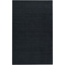 Hand crafted Navy Blue Solid Causal Ridges Wool Rug (6 X 9)