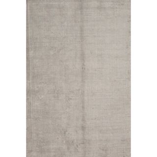 Hand loomed Solid Pattern Gray/ Black Rug (9 X 13)
