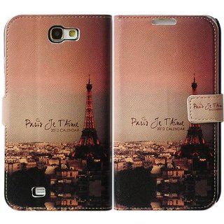 Bfun Packing Beautiful Paris Rooftops Tower Card Slot Wallet Leather Cover Case for Samsung Galaxy Note 2 N7100 Cell Phones & Accessories