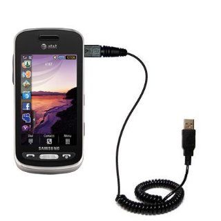 Unique Gomadic Coiled USB Charge and Data Sync cable for the Samsung Solstice SGH A887   Charging and HotSync functions with one cable. Built with TipExchange Electronics