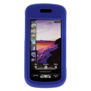 Dark Blue Rubberized Snap On Crystal Hard Cover Case for AT&T Samsung Solstice SGH A887 Cell Phone Electronics