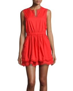 Sleeveless Fit And Flare Eyelet Voile Dress, Spark