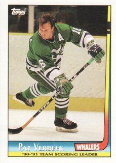 1991 92 Topps Hockey Team Scoring Leaders #1 Pat Verbeek Hartford Whalers NHL Trading Card Sports Collectibles