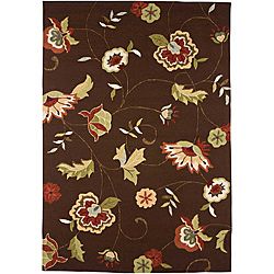 Hand hooked Brown/ Red Floral Rug (36 X 56)