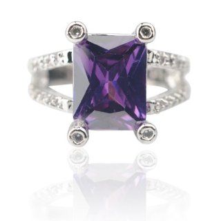 Yuan mutang Purple Crytal Rectangle Rhinestone Ring Party Rings Jewelry