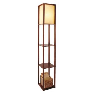 Threshold Floor Shelf Lamp with Ivory Shade   Walnut (Includes CFL Bulb)
