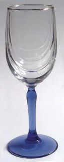Unknown Crystal Unk1190 Water Goblet   Blue Stem,Drape Optic Bowl,Gold Trim