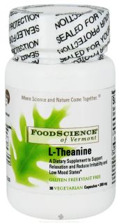 FoodScience of Vermont   L Theanine 200 mg.   30 Vegetarian Capsules