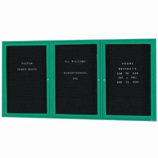 Aarco Products ADC3672 3IG 3 Door Indoor Illuminated Enclosed Directory Board with Green Anodized Aluminum Frame 36H x 72W  Ordinary Display Boards 