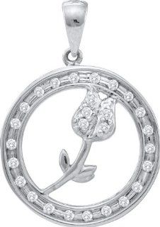 0.15 Carat (ctw) Diamond Circle Pendant set in 10k White Gold PR01 2336 Jewelry