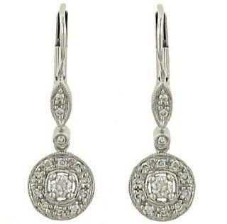 Halo Style Pave Diamond Circle Dangle Earrings Jewelry