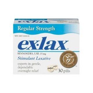 Ex lax sennosides USP 15 mg stimulant laxative pills, regular strength 30 ea Health & Personal Care