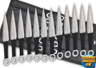 TK 868 12 SL. 12 Pc Naruto Anime Throwing Knife Set W/Case  Silver knife blade weapon Panttttr  Hunting Fixed Blade Knives  Sports & Outdoors