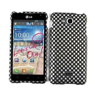 For Lg Spirit Ms 870 Black White Checkers Embossed Case Accessories Cell Phones & Accessories