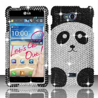 For LG Spirit 4G MS870 (MetroPCS) Full Diamond Design Cover   Panda Bear FPD Cell Phones & Accessories