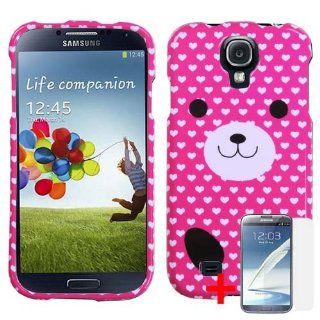 SAMSUNG GALAXY S4 PINK POLKA DOT TEDDY BEAR COVER SNAP ON HARD CASE + SCREEN PROTECTOR by [ACCESSORY ARENA] Cell Phones & Accessories