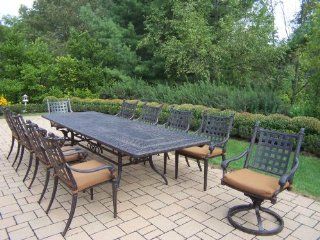 Oakland Living Belmont 11 Piece Rectangular Extendable Table Dining Set with Sunbrella Cushions, 84 by 126 by 44 Inch  Outdoor And Patio Furniture Sets  Patio, Lawn & Garden