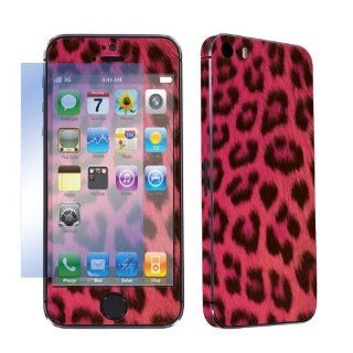 Apple iPhone 5S Full Body Vinyl Decal Protection Sticker Skin + Screen Protector By SkinGuardz   Red Cheetah Cell Phones & Accessories