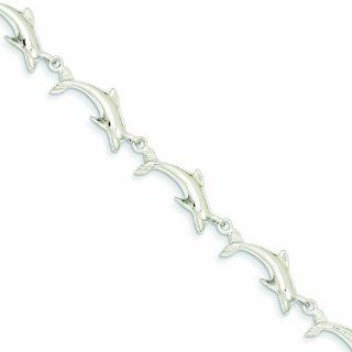 Genuine 14K White Gold Dolphin Bracelet 7 Inches 6 Grams Of Gold . Mireval Jewelry