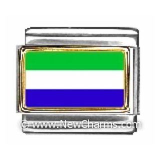 Sierra Leone Photo Flag Italian Charm Bracelet Jewelry Link Italian Style Single Charms Jewelry