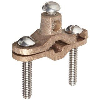 Morris Products 90631 Ground Pipe Clamp, For Rebar and Direct Burial, 1/2   1" Water Pipe Range, 2  10 Wire Range, 1/4   20 Screw Thread