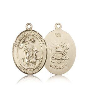 Large Detailed Men's 14kt Solid Gold Pendant Guardian Angel/Paratrooper Medal 1 x 3/4 Inches  7118  Comes with a Black velvet Box Pendant Necklaces Jewelry