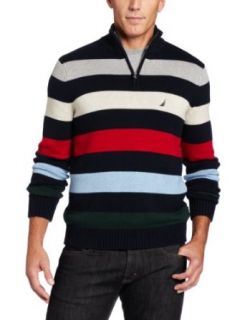 Nautica Men's Multistripe Quarterzip Sweater, Classic Navy, XX Large at  Mens Clothing store Pullover Sweaters