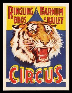 RINGLING BROS BARNUM BAILEY * CINEMASTERPIECES ORIG TIGER CIRCUS POSTER 1930's Entertainment Collectibles