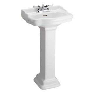Barclay 3 874WH Stanford 460 Vitreous China Pedestal Lavatory Sink with 4 Inch Centerset, White    