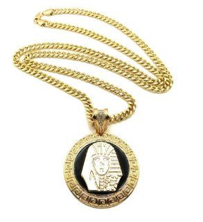 New PHARAOH KING TUT Pendant w/6mm&36" Link Chain Hip Hop Necklace XP898CG Jewelry