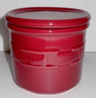 Longaberger Retired Woven Traditions 1 Pint Paprika Crock with Lid   Rare Find Kitchen & Dining