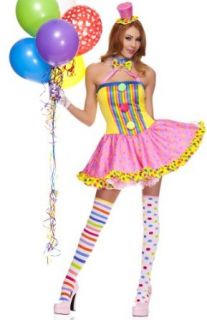 4 pc. circus cutie clown dress includes gloves, hat and thigh hi(AS SHOWN, XS) Adult Exotic Corsets Clothing