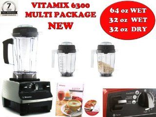 VITAMIX 6300 PROFESSIONAL SERIES VMO102B MULTI PACKAGE Featuring 3 Pre Programmed Settings, Variable Speed Control, and Pulse Function . Includes Savor Recipes Book , DVD and Spatula. (64oz WET/32oz WET/32oz DRY, PLATINUM) Kitchen & Dining