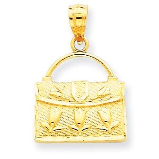 Solid 14k Gold Tulip Handbag Pendant Jewelry Products Jewelry
