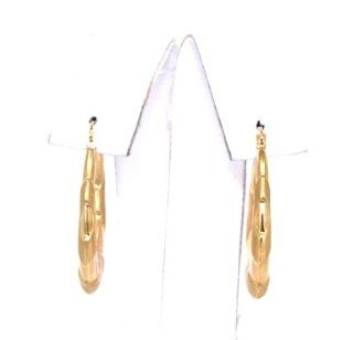 14K Yellow Gold Oval Hoop Earrings Jewelry
