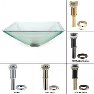 Kraus GVS 901FR 19mm ORB Aquamarine Square Frosted Glass Vessel Sink with PU MR, Oil Rubbed Bronze    
