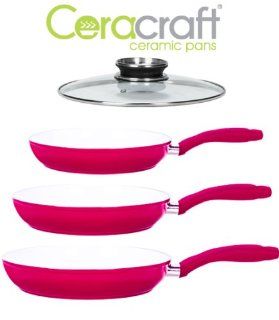 Ceracraft Ceramic Pans  4 Piece Set (Red) (Induction Compatible) Kitchen & Dining