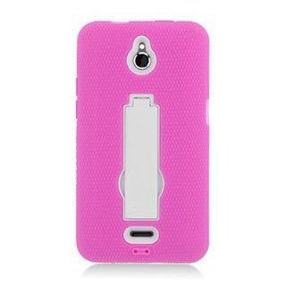 For Straight Talk Huawei H881C Ascend Plus Hybrid D Case White Pink With Stand 